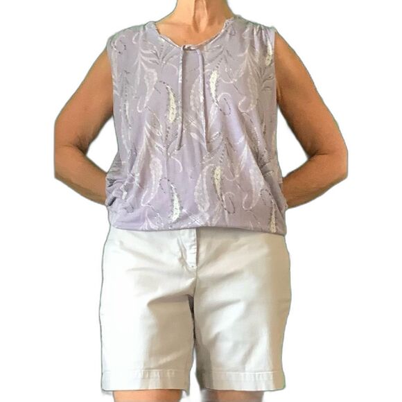 🌸 Loft Lavender Floral Sleeveless Blouse Size M - Picture 2 of 6